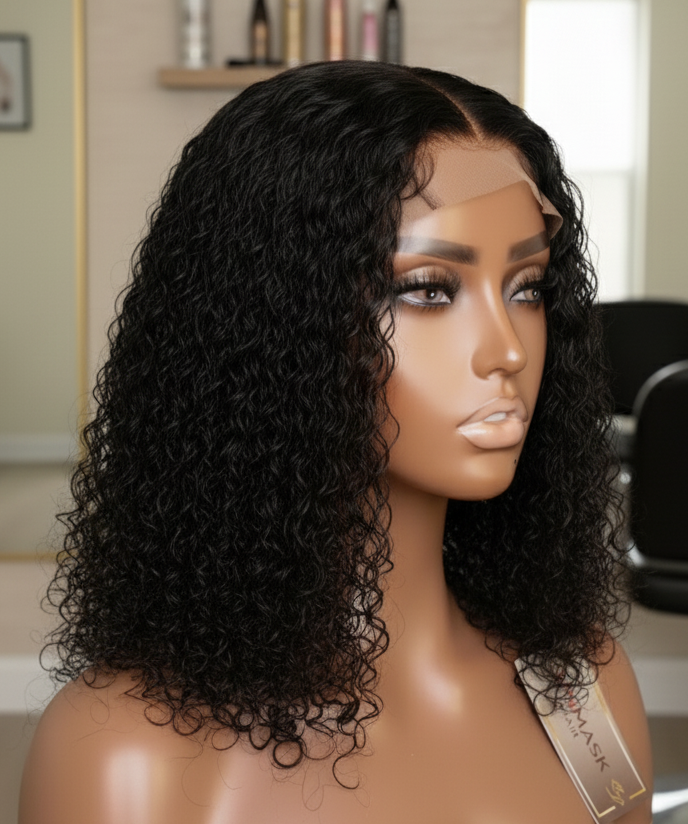 13x4 Water Wave Bob Wig - 100% Human Hair Frontal - 14 Inch