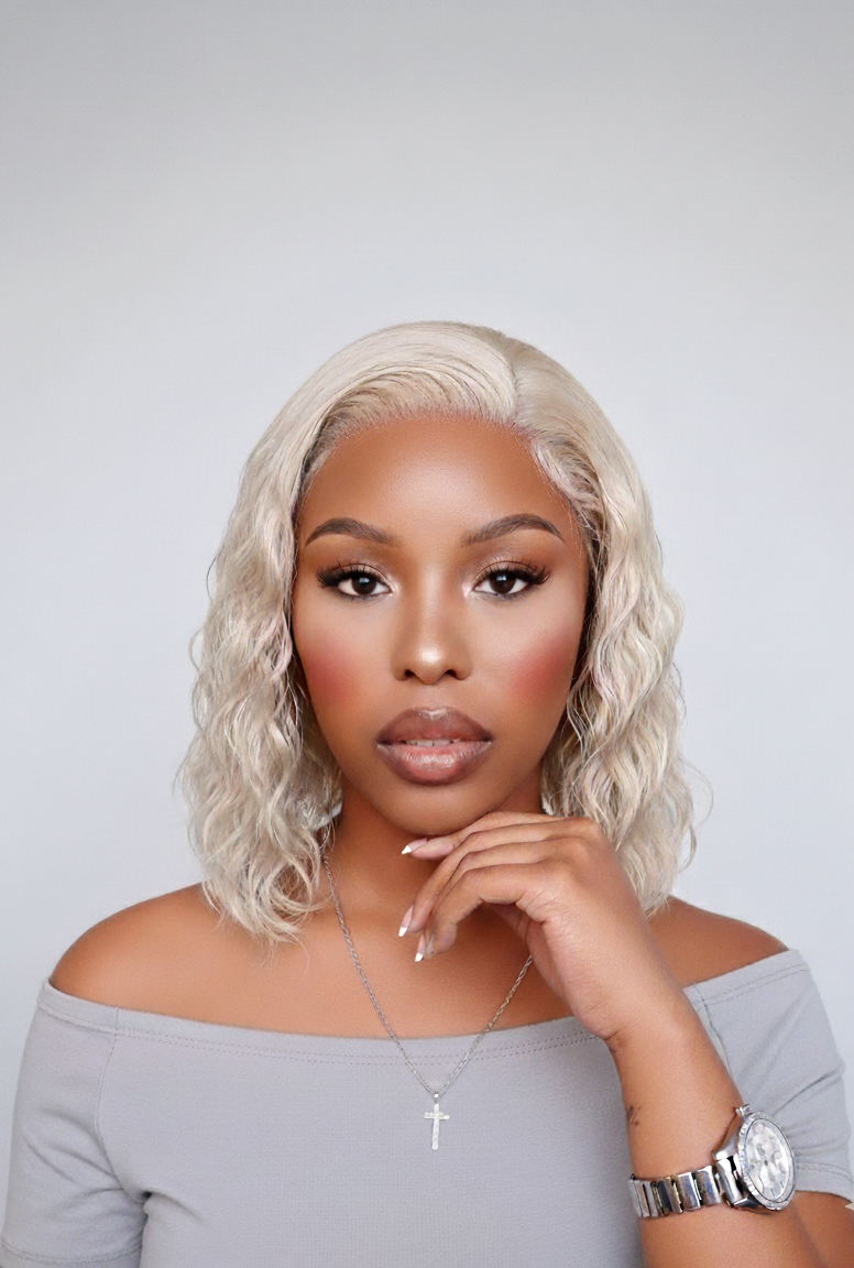 13x4 Lace Frontal Water Wave Bob Wig - 613 Blonde - 100% Human Hair