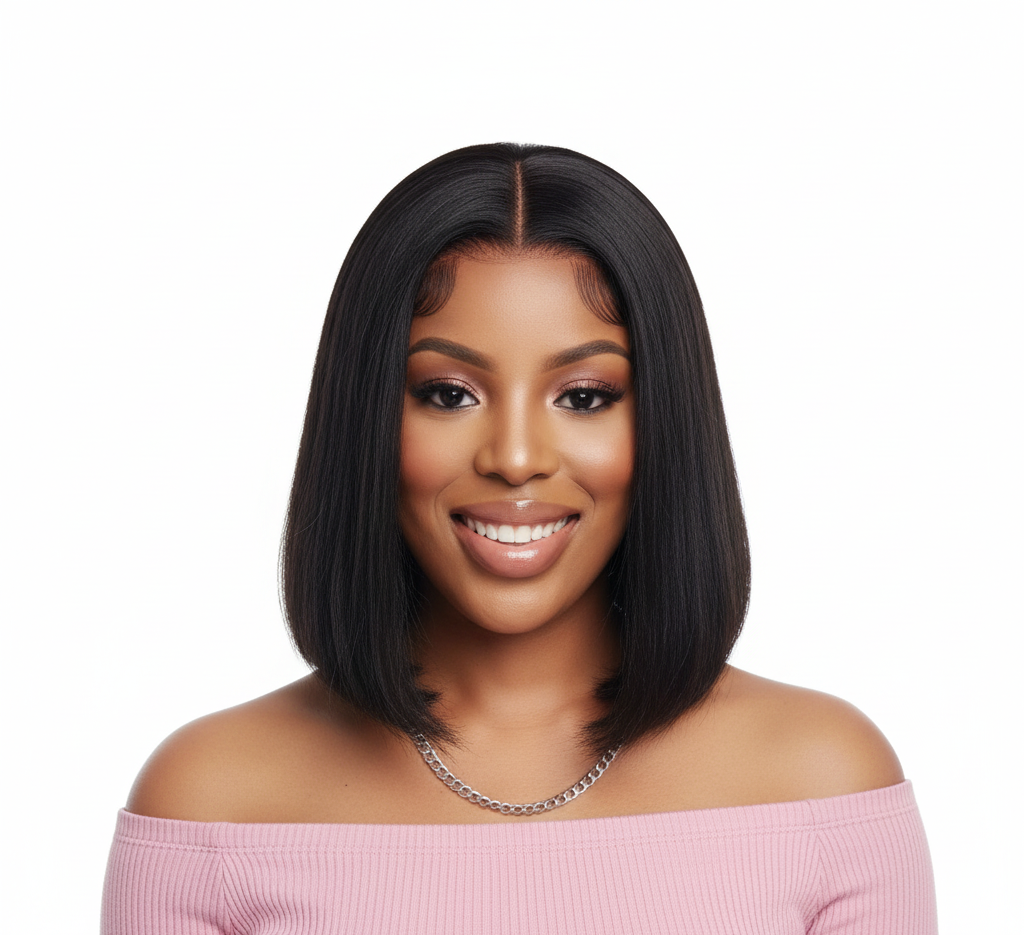13x4 Double Drawn Straight Bob Wig - 100% Human Hair Frontal - 12 Inch