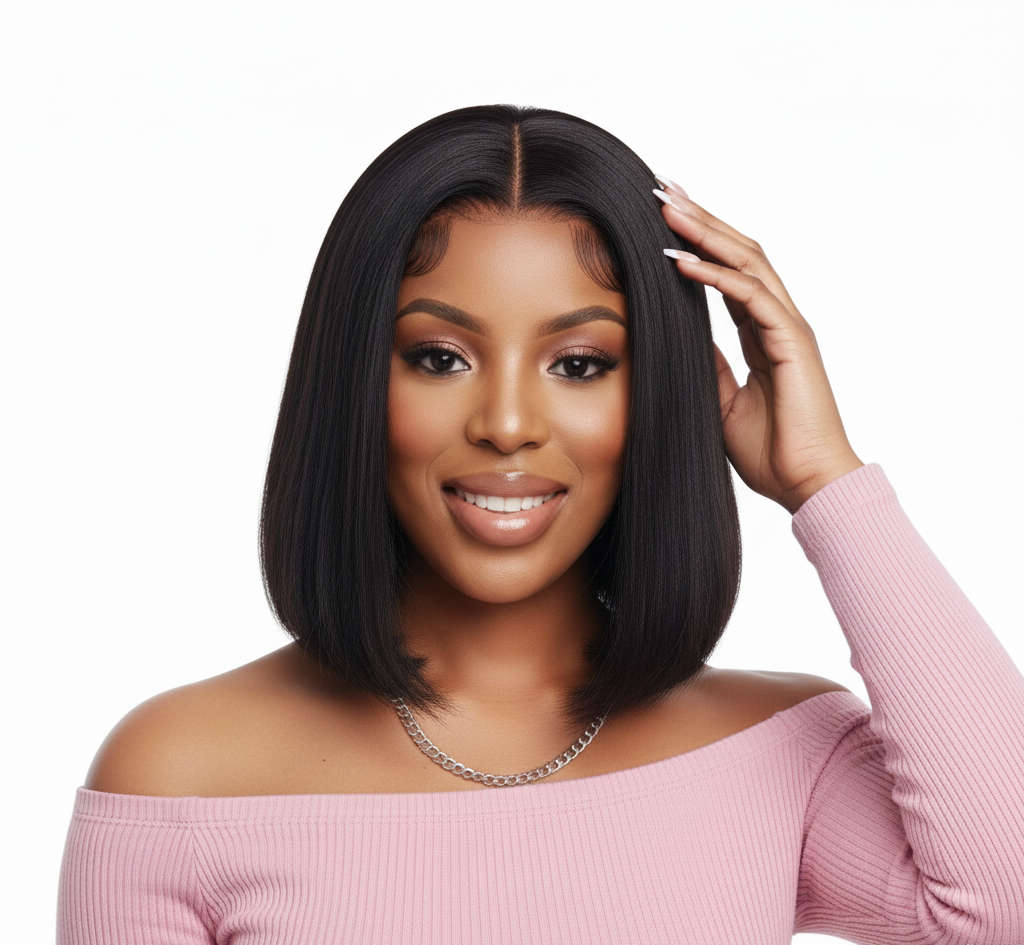 13x4 Double Drawn Straight Bob Wig - 100% Human Hair Frontal - 12 Inch