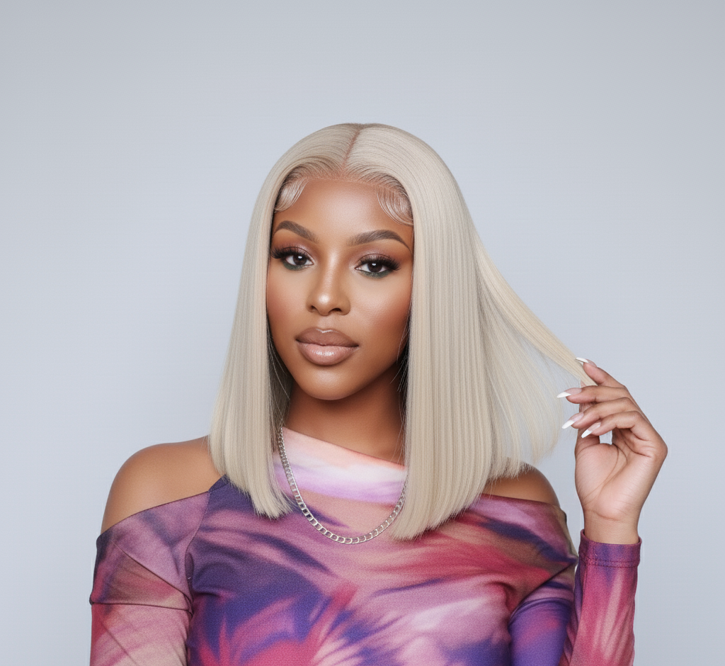 13x4 Lace Frontal 613 Blonde Bob Wig - 100% Human Hair - 14 Inch