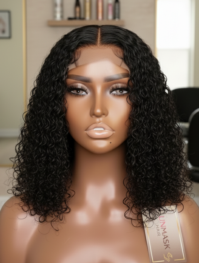 13x4 Water Wave Bob Wig - 100% Human Hair Frontal - 14 Inch