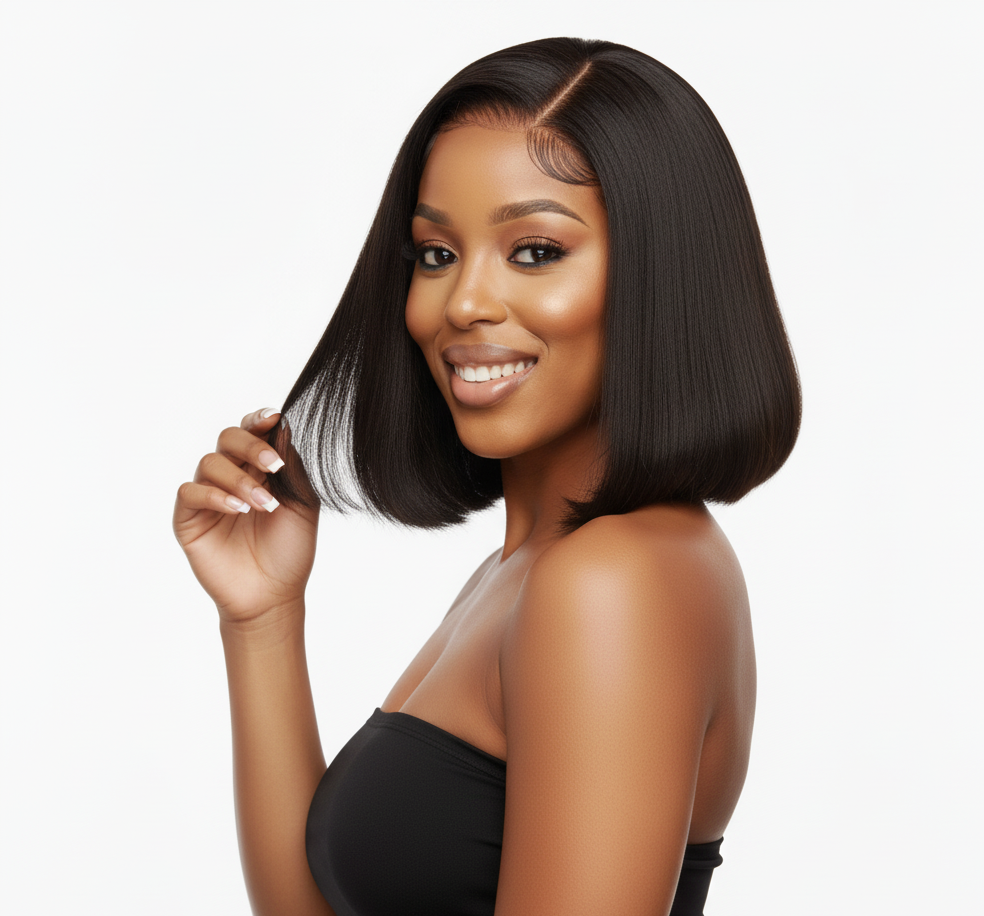 4x4 Lace Closure Straight Bob Wig - 100% Human Hair - 10, 12, 14, 16Inch