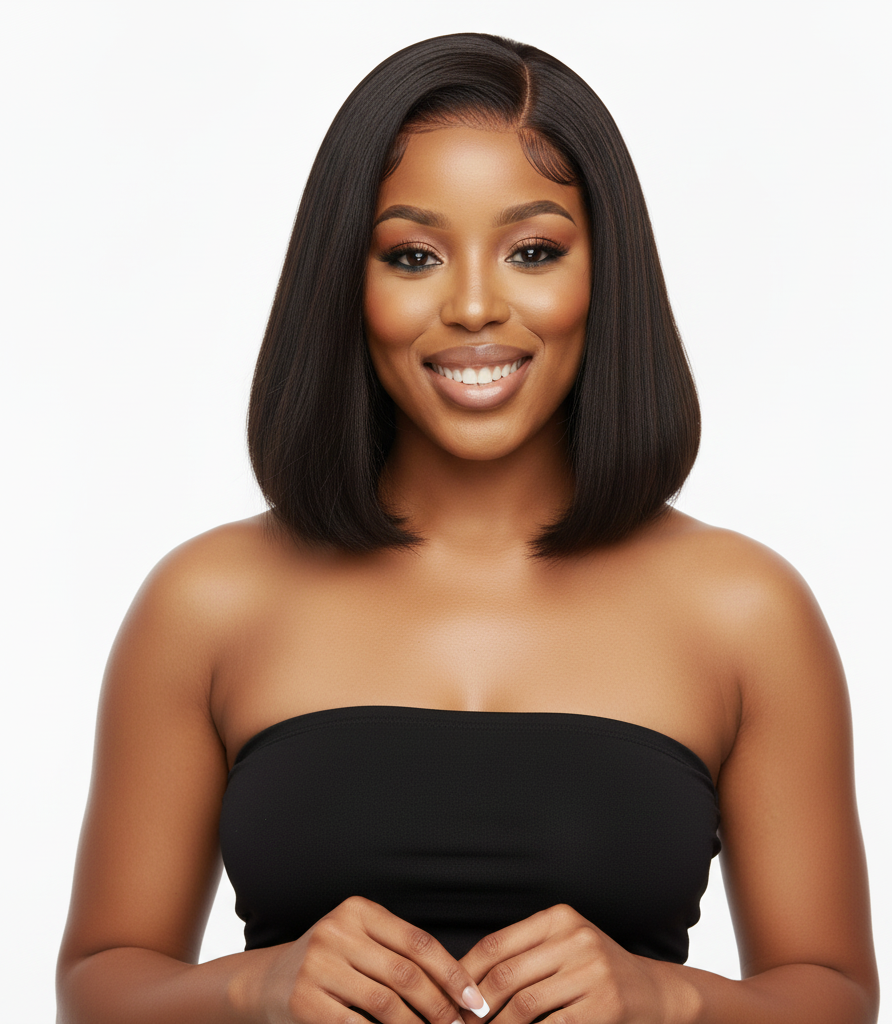 4x4 Lace Closure Straight Bob Wig - 100% Human Hair - 10, 12, 14, 16Inch