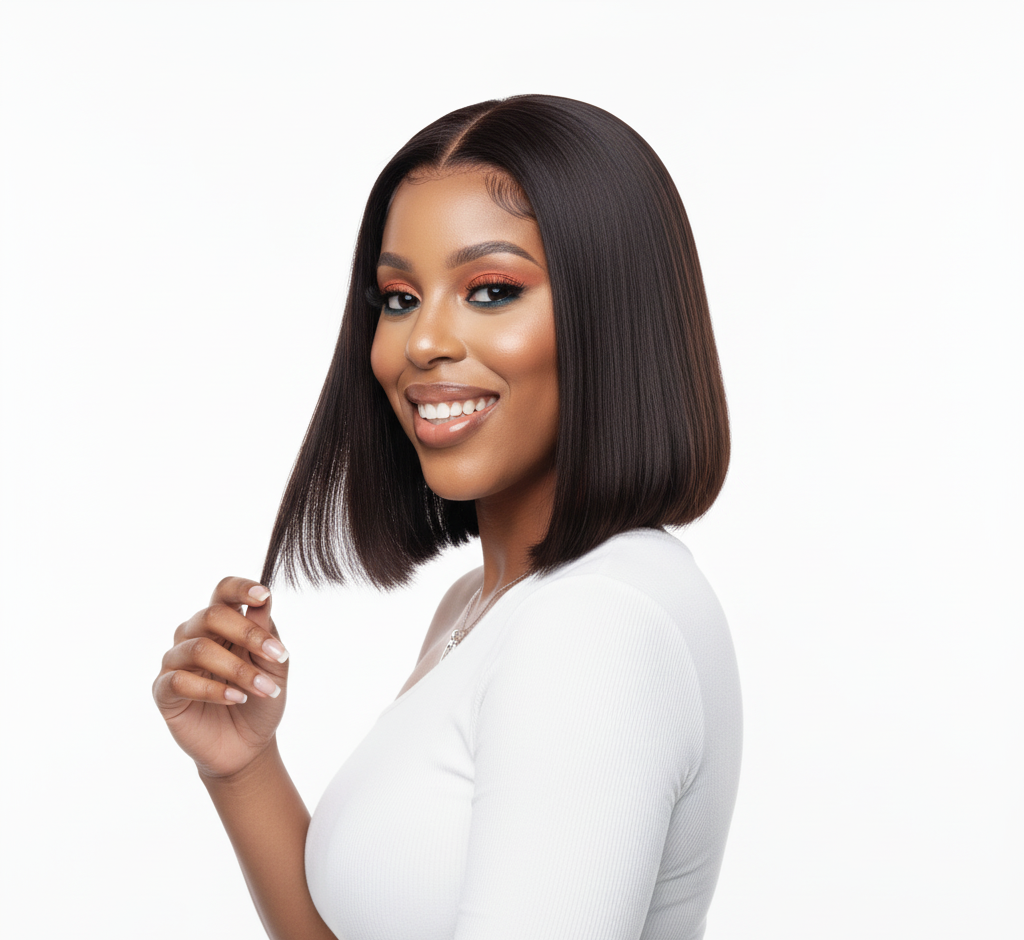 5x5 HD Lace Closure Straight Bob Wig - 100% Human Hair - 12 Inch